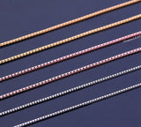 S925 TOP QUALITY Sterling Silver 18K Yellow White Rose Gold Vermeil Box Chain Necklace