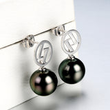 Lily Treacy Signature 10-11mm Tahitian Pearl Dangle Drop Earrings 14K solid White yellow Gold