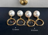 Japanese Akoya Pearl hoop white Earrings drop dangle 18K Solid Gold bridal 7.5-8;8-8.5; 8.5-9; 9-9.5; 9.5-10mm