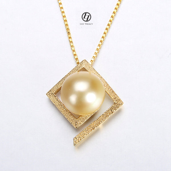 Lily Treacy 10-11mm Golden South Sea Pearl 14K Maria Pendant with Yellow Gold vermeil Chain