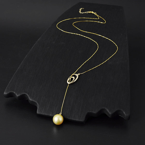 Lily Treacy 10-11mm Golden South Sea Pearl 18K Yellow Gold Pendant Necklace Up to 20"