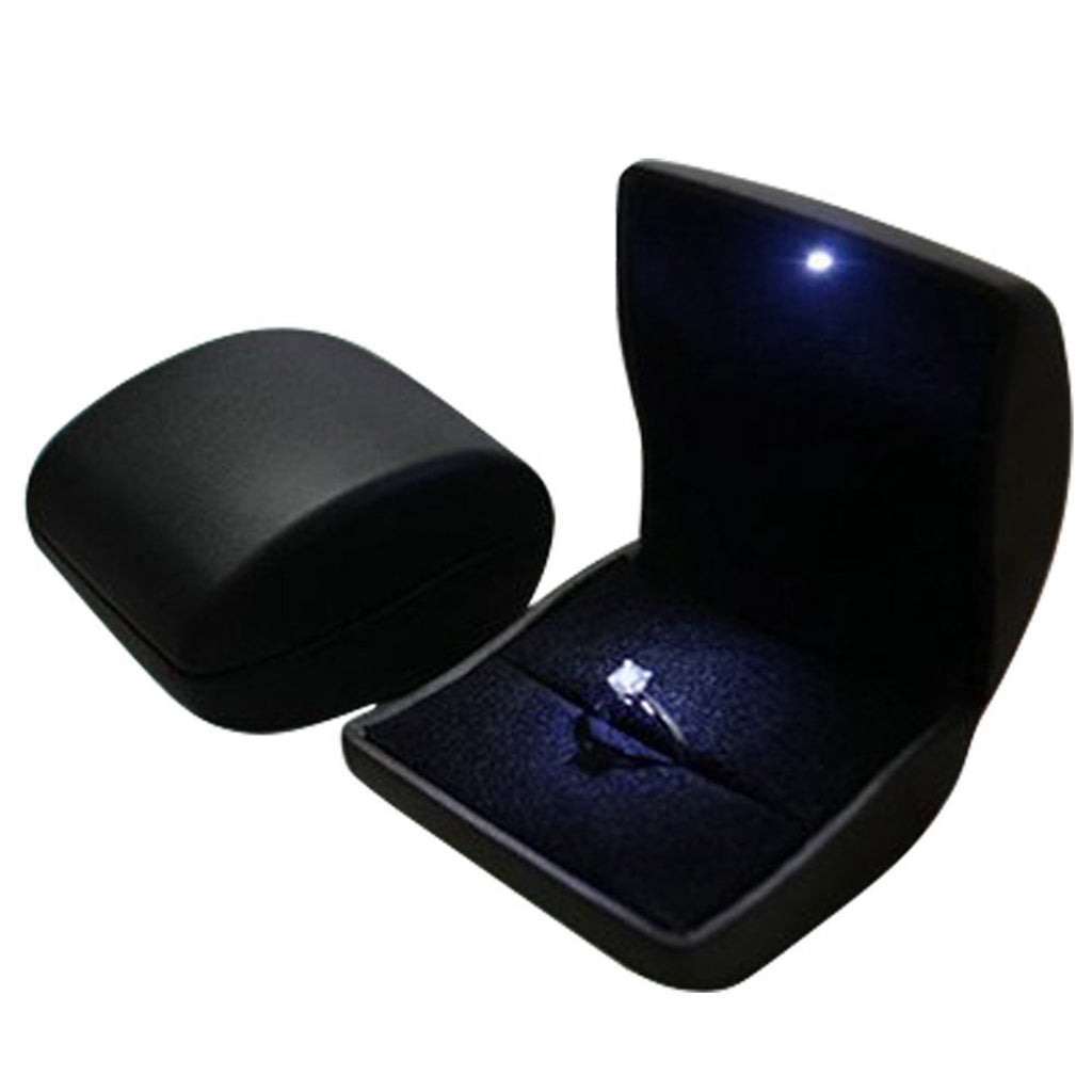 Lily Treacy PU Leather Jewelry Ring earrings box case with LED light, lighted jewelry box for Proposal Engagement