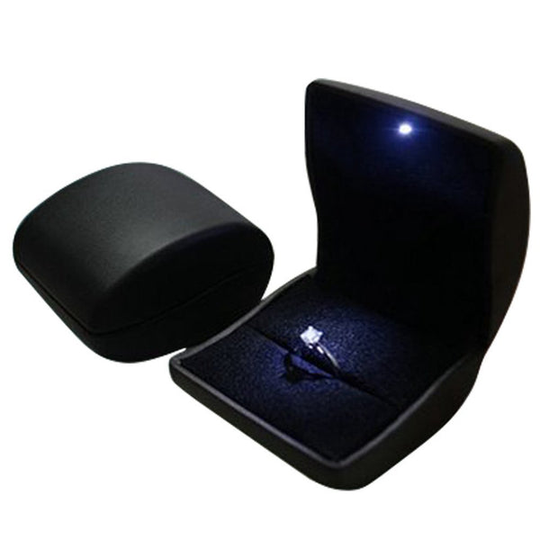 Lily Treacy PU Leather Jewelry Ring earrings box case with LED light, lighted jewelry box for Proposal Engagement