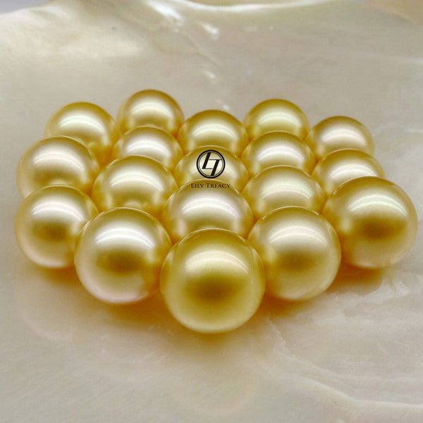 8mm to 11mm Golden South Sea Pearls, Oval Shapes, 100% Natural Colors 