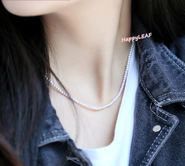 5-6mm White Freshwater Pearl Sterling Silver Clasp Necklace Strand 18" Bridal