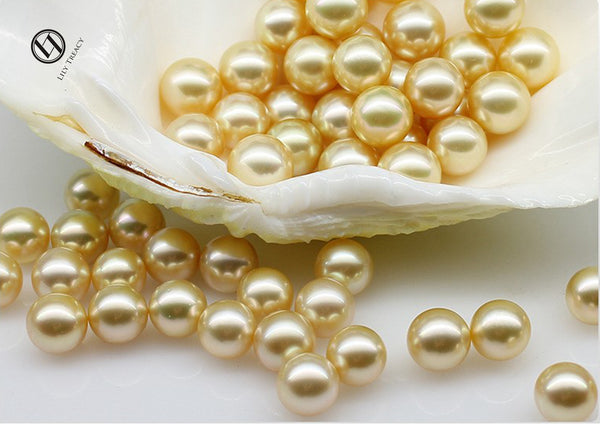LILY TREACY 10-11mm Golden South Sea Pearl Diamonds Monica Ring size 6,7,8
