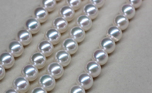 Japanese Akoya Pearl Necklace UNSTRUNG 7-7.5mm/ 7.5-8mm / 8-8.5mm / 8.5-9mm / 9-9.5mm / 9.5-10mm fully drilled Strand WITHOUT clasp for DIY