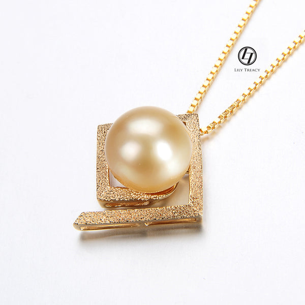 Lily Treacy 10-11mm Golden South Sea Pearl 14K Maria Pendant with Yellow Gold vermeil Chain
