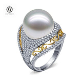 LILY TREACY 13-14MM WHITE SOUTH SEA PEARL DIAMOND CLEO RING Bridal