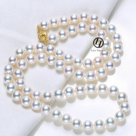 Akoya Pearl Drop Dangle Hook Earrings 18K Solid Gold white bridal 7.5-8, 8-8.5, 8.5-9, 9-9.5, 9.5-10mm by Lily Treacy