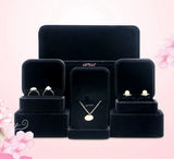 Lily Treacy Deluxe Black Velvet Ring Stud Earrings Or Bracelet Watch Chain box 2 Pack