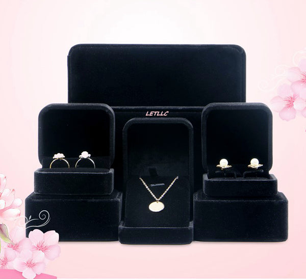 Lily Treacy Deluxe Black Velvet Ring Stud Earrings Or Bracelet Watch Chain box 2 Pack