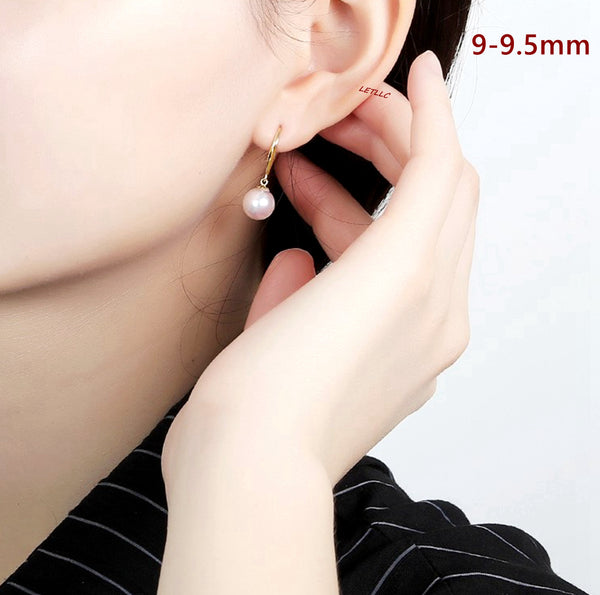 Akoya Pearl Drop Dangle Hook Earrings 18K Solid Gold white bridal 7.5-8, 8-8.5, 8.5-9, 9-9.5, 9.5-10mm by Lily Treacy