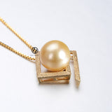 Lily Treacy 10-11mm Golden South Sea Pearl 14K Maria Pendant with Yellow Gold vermeil Chain