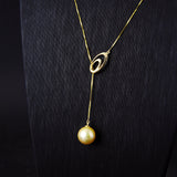Lily Treacy 10-11mm Golden South Sea Pearl 18K Yellow Gold Pendant Necklace Up to 20