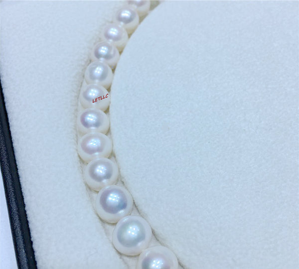 8.5-9.5mm White Freshwater Pearl Lustrous loose pearl fully drilled Strand Necklace WITHOUT clasp