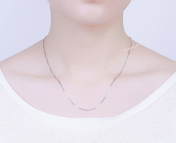 S925 TOP QUALITY Sterling Silver 18K Yellow White Rose Gold Vermeil Box Chain Necklace