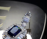 CZ Dangle Drop Earrings 5ct Simulated Sapphire in LED light box Vintage Style blue by Lily Treacy