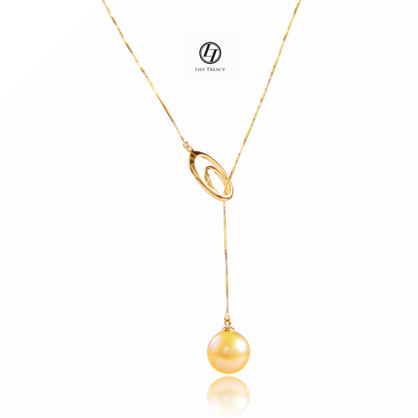 Lily Treacy 10-11mm Golden South Sea Pearl 18K Yellow Gold Pendant Necklace Up to 20"