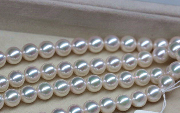 Japanese Akoya Pearl Necklace UNSTRUNG 7-7.5mm/ 7.5-8mm / 8-8.5mm / 8.5-9mm / 9-9.5mm / 9.5-10mm fully drilled Strand WITHOUT clasp for DIY