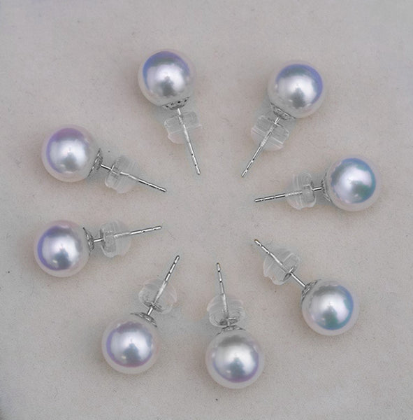 Japanese Akoya Saltwater Pearl 18K Solid yellow, white or rose gold Stud Earrings 8.5-9mm; 9-9.5mm or 9.5-10mm Bridal June birthstone by Lily Treacy