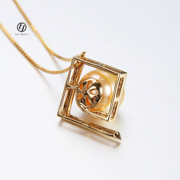 Lily Treacy 10-11mm Golden South Sea Pearl 14K Maria Pendant with Yellow Gold vermeil Chain