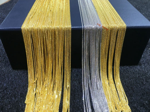 18K Solid White Gold THICK Diamond-cut Square Spiga Wheat Chain 18" AU750 Women Man