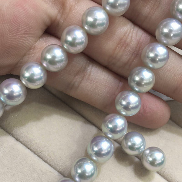 Lily Treacy 9-9.5mm Japanese Akoya Pearl Matama 14K gold Necklace strand Silver bridal wedding 18"