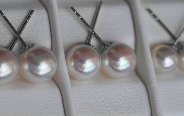 Japanese Akoya Saltwater Pearl 18K Solid yellow, white or rose gold Stud Earrings 8.5-9mm; 9-9.5mm or 9.5-10mm Bridal June birthstone by Lily Treacy