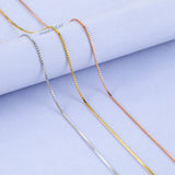 S925 TOP QUALITY Sterling Silver 18K Yellow White Rose Gold Vermeil Box Chain Necklace