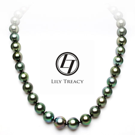 Lily Treacy 11-12mm Top Quality white Freshwater pearl necklace strand with 14K solid gold clasp 18″