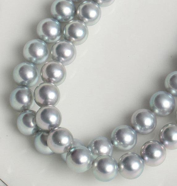 Lily Treacy 9-9.5mm Japanese Akoya Pearl Matama 14K gold Necklace strand Silver bridal wedding 18"