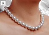 Lily Treacy 11-12mm Top Quality white Freshwater pearl necklace strand with 14K solid gold clasp 18″