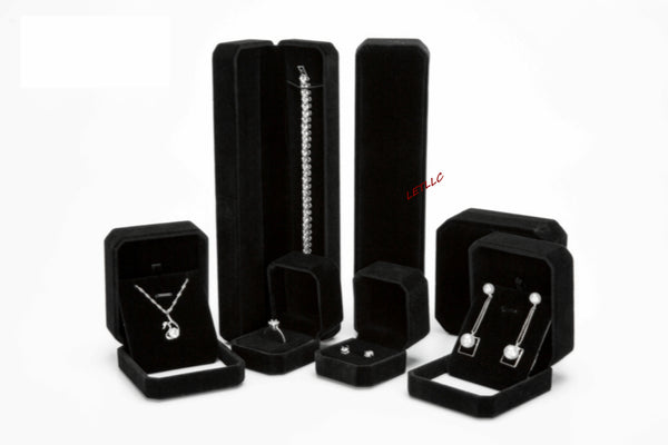 Lily Treacy Deluxe Black Velvet Bracelet Necklace Watch Box Case Pendant Chain Gift Packaging