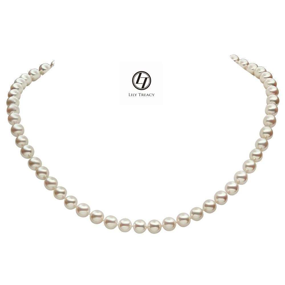 Lily Treacy Japanese Akoya Pearl 14K gold clasp Necklace strand white bridal wedding 18