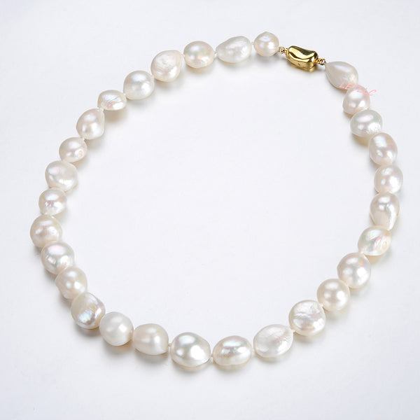 15-20mm Freshwater Baroque Pearl Necklace Strand White 18" wedding bridal gift