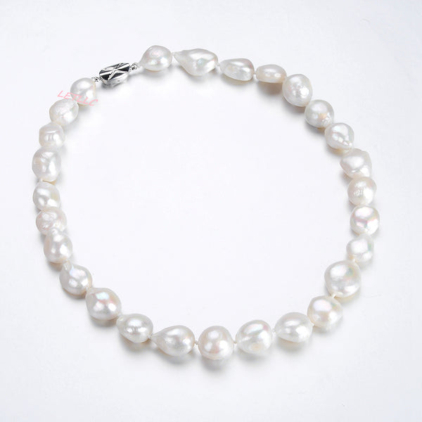 15-20mm Freshwater Baroque Pearl Necklace Strand White 18" wedding bridal gift