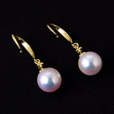 LilyTreacy 7.5-8mm Akoya Pearl Drop Earrings 14K Solid Gold & Diamond Adriana  white bridal