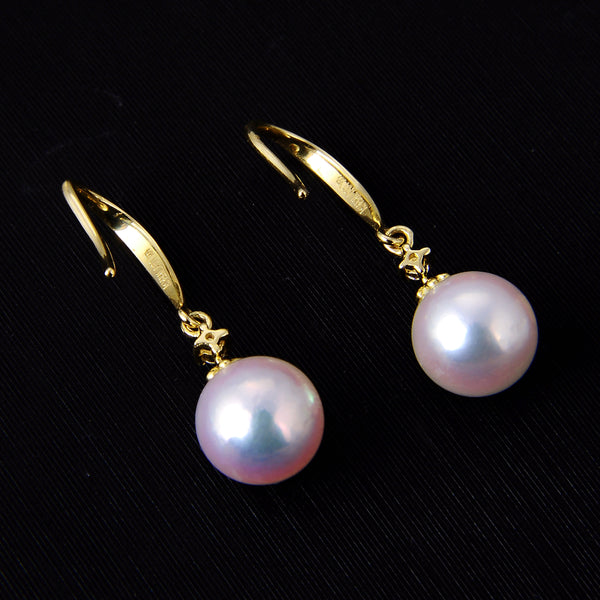 LilyTreacy 7.5-8mm Akoya Pearl Drop Earrings 14K Solid Gold & Diamond Adriana  white bridal