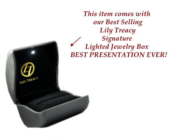 CZ Dangle Drop Earrings 5ct Simulated Sapphire in LED light box Vintage Style blue by Lily Treacy