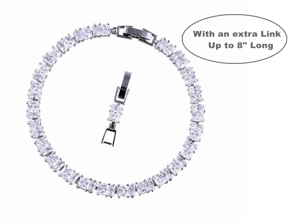 Tennis Bracelet CZ Princess Cut White Yellow 7
