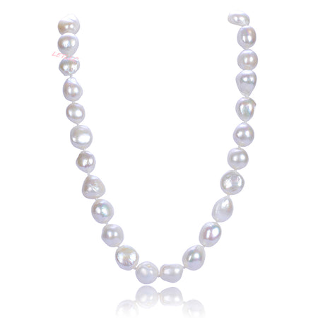 7-8mm white Freshwater Pearl 3 Row Necklace with Mother of Pearl Flower Clasp