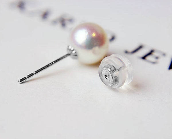 Lily Treacy White Japan Akoya Saltwater Pearl 18K Solid Yellow Gold Stud Earrings 5.5-6mm; 7-7.5mm