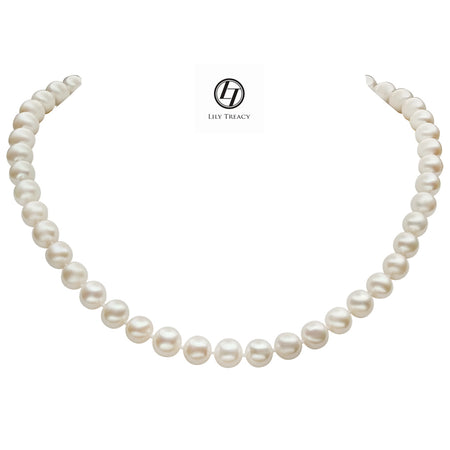 7-8mm white Freshwater Pearl 3 Row Necklace with Mother of Pearl Flower Clasp