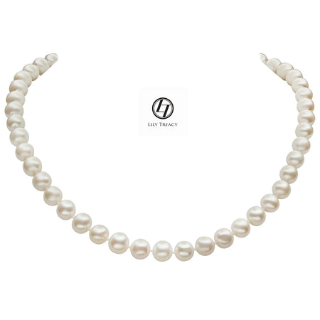 7-8mm white Freshwater Pearl 3 Row Necklace with Mother of Pearl Flower Clasp