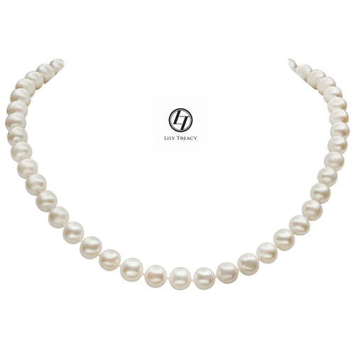 8.5-9.5mm Freshwater Pearl Necklace Strand White 18" wedding bridal gift