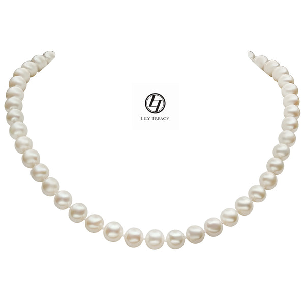 8.5-9.5mm Freshwater Pearl Necklace Strand White 18" wedding bridal gift