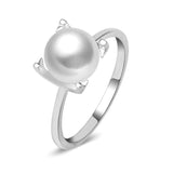 8-8.5 Japanese Akoya Pearl in 10K Solid White or yellow Gold Ring, bridal, gift Size 7