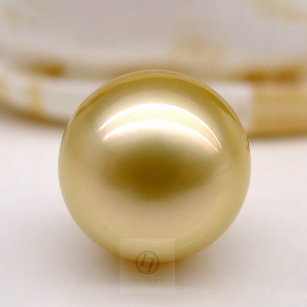 Lily Treacy 10-11mm Golden South Sea Pearl Solid Yellow Gold and Diamond Elaine Earrings