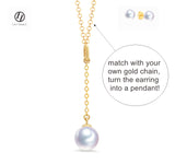 Japanese Akoya Pearl 14K & 18K Solid Gold stud dangle Earrings Pendant set Bridal June birthstone by Lily Treacy